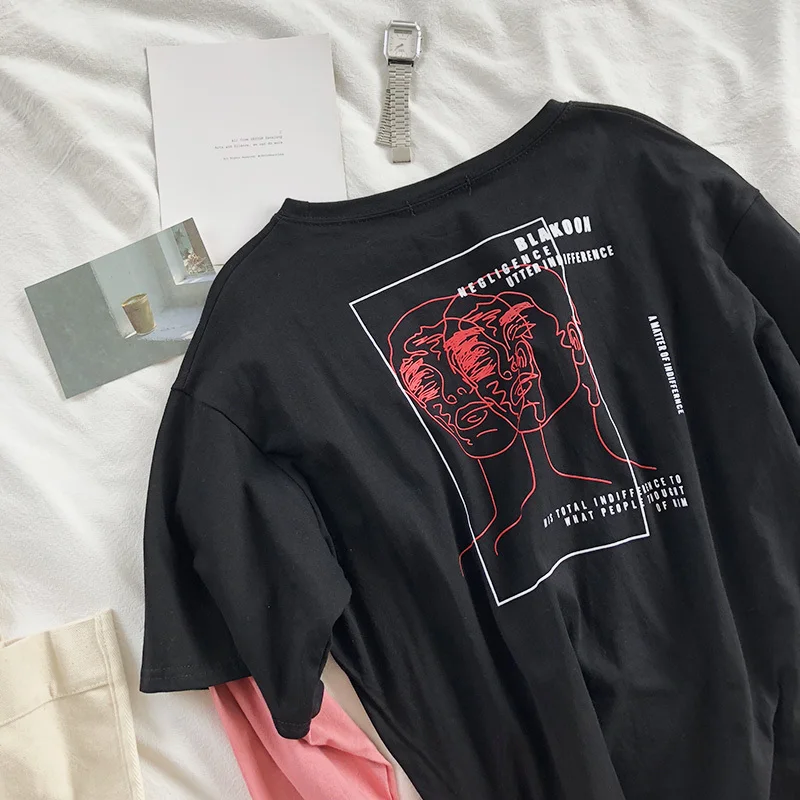 Mooirue, весна-осень, Корейская футболка, женская, розовая, с принтом, 2 в 1, пэчворк, цвет, Круглый ворот, Новое поступление, хлопок, пуловер