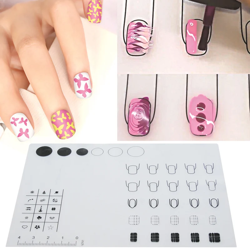 

1pc Practice Silicone Mat Pad Create Water Marble Decals Printing Coloring Polish Stamping Tool Acrylic UV Gel Manicure Washable
