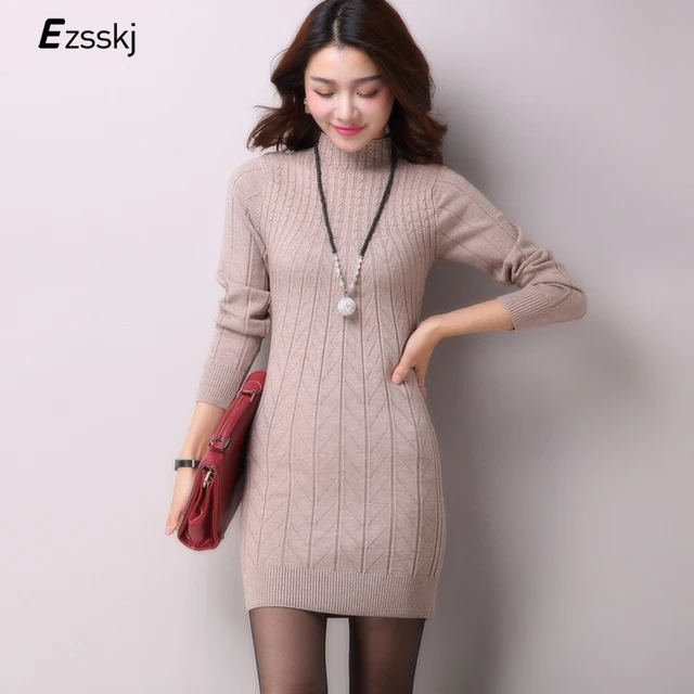 casual winter jurk coltrui gebreide cashmer dikke trui jurk warm