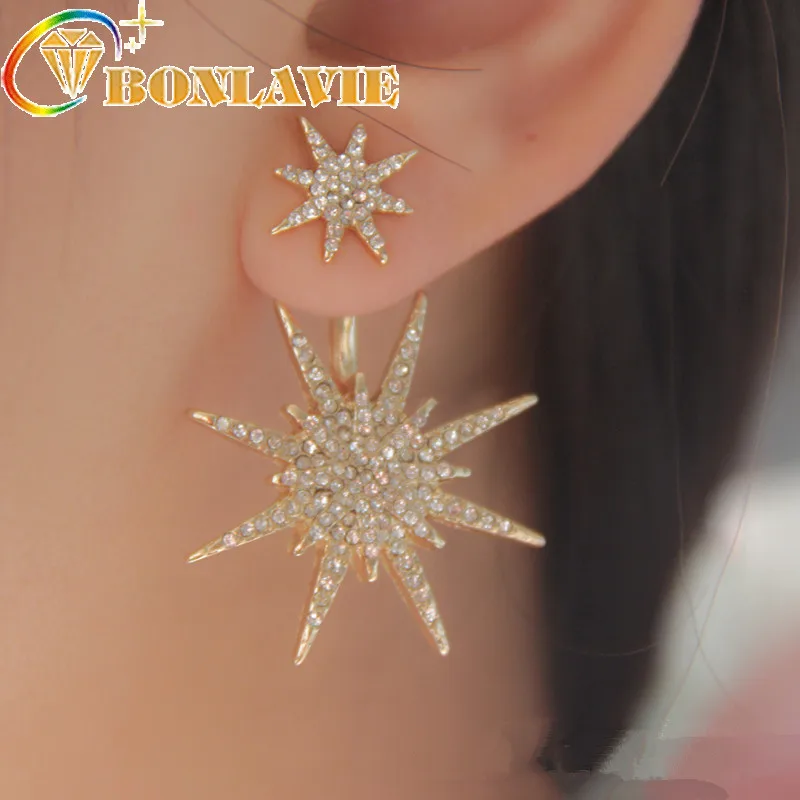 

Fashion Ethic Crystal Earring Back Hanging Snow Star Of David Earring Best Gift gold silver Woman Jewelry Accessories Wholesale