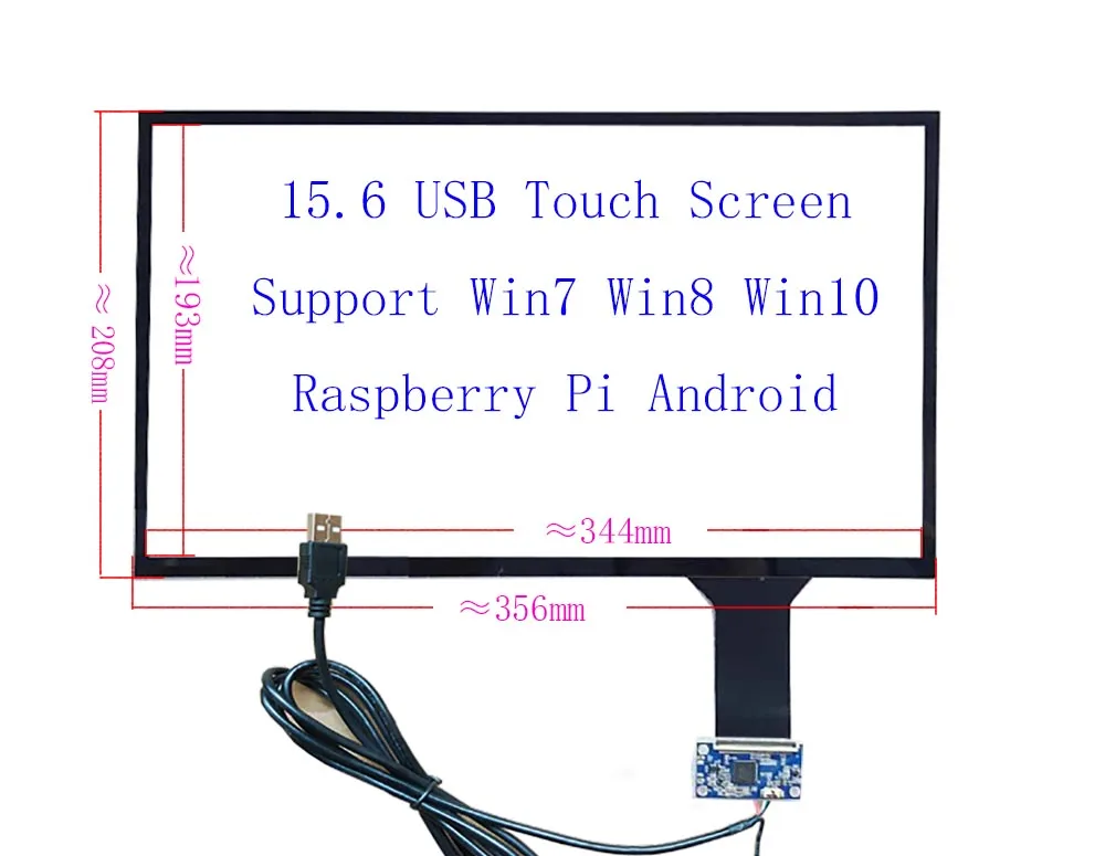 

15.6 inch Usb Capacitive Touch Panel For Industrial Control Carpc Raspberry Pi Support WIN7 8 10 Android CARPC 10fingers touch