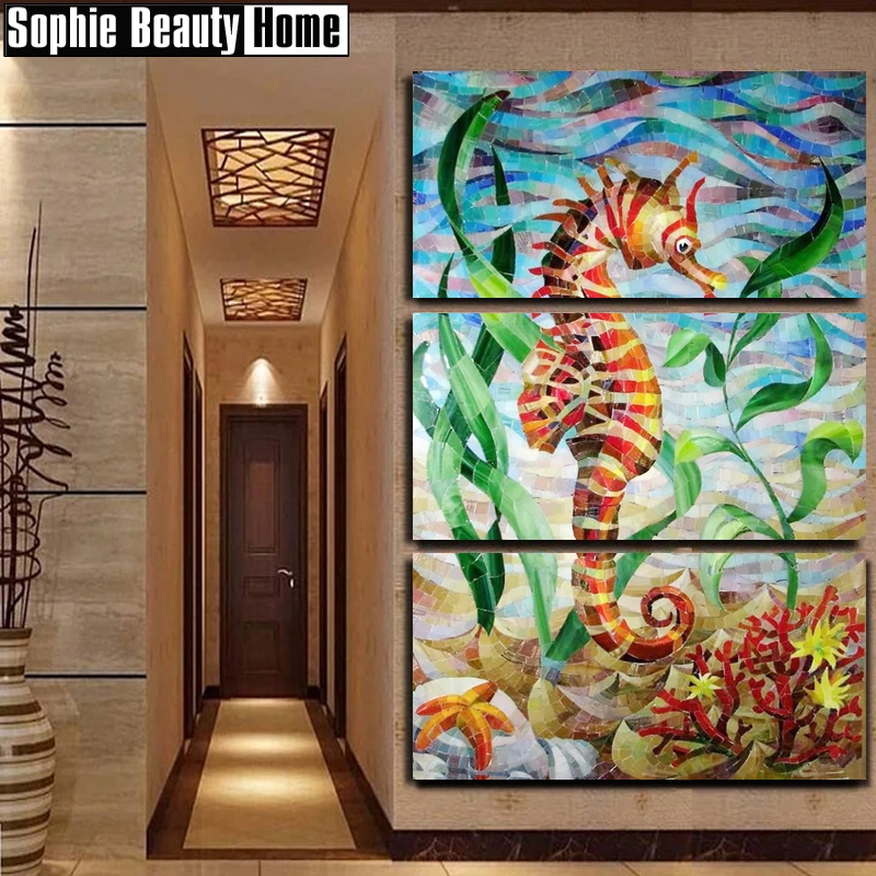 Diamond Embroidery Seahorses Corals Mosaic Crystal 5D Cross Stitch Full Drill Painting DIY Sticker Decor Pattern 195012 | Дом и сад