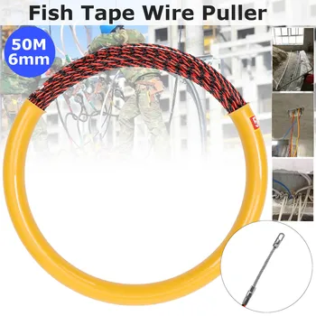 

50mx6mm Cable Push Puller Conduit Snake Cable Rodder Fish Tape Wire Polyester Fish Tape Rodder Wear and Corrosion Resistant