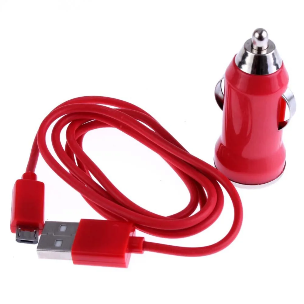 

Mini USB Car Charger +Data Sync Charging micro usb Cable for Galaxy S3 S4 i9500 all Cell Phone Red