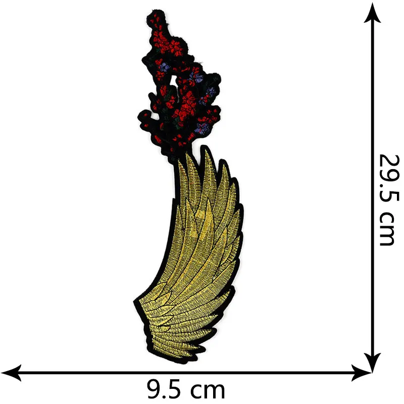 Крылья Ангела журавль Вышивка Патчи железо на передачи для пальто одежда пришить на ремонт отверстие diy ремесло ткань большие нашивки - Цвет: Rellow wing right