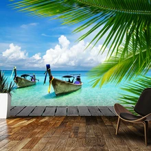 Пользовательские фото обои, Тропическое море вид 3D пейзаж фрески для гостиной ТВ фон стены papel де parede