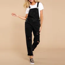 Женские Модные крутые повседневные джинсовые комбинезоны с дырками джинсовые лямки джинсовые брюки комбинезоны со шнуровкой и бантом средней длины 50