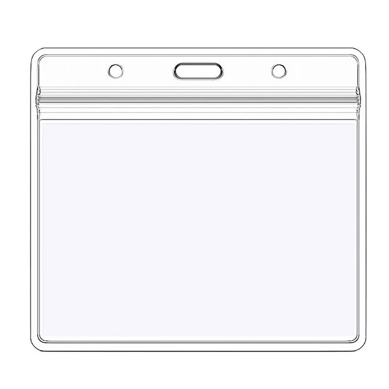 

Plastic Horizontal Name Tag Badge ID Card Holders, 50-Piece, Clear