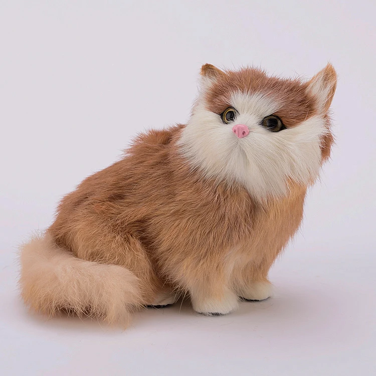 small cute simulation voice cat lifelike sitting yellow cat doll about 15x9x13cm