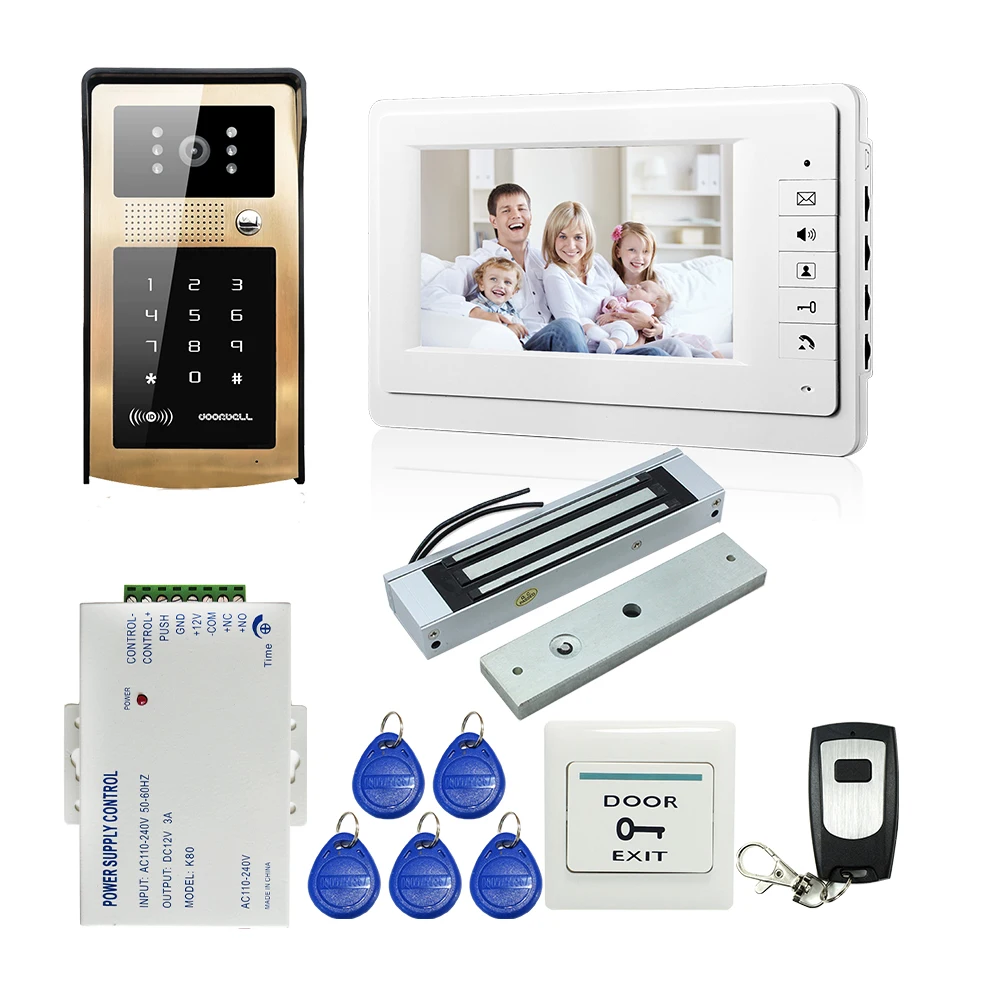 FREE SHIPPING 7 Color Screen Video font b Door b font Phone Intercom Kit Waterproof RFID