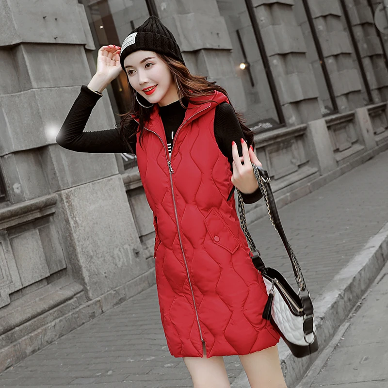 WERTUIOP Autumn And Winter Coat Jacket New Hooded Women Vest Long Slim Plus Size Sleeveless Thick Warm Vests Female Waistcoat