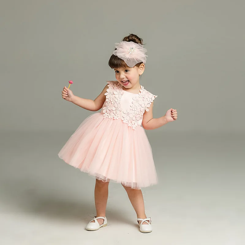 Nouveau Ne Bebe Fille Robes Avec Fleur Pour Mariage Princesse Rose Bebe Robes De Bapteme 1 An Robe D Anniversaire Vestido Infantil Aliexpress