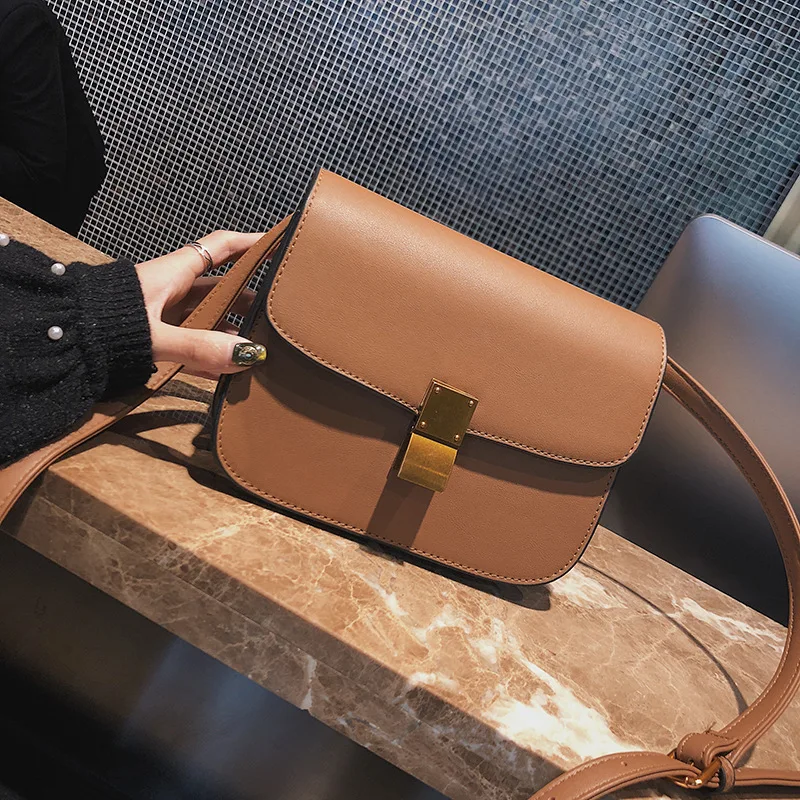 2018New European and American fashion simple high end leather locking