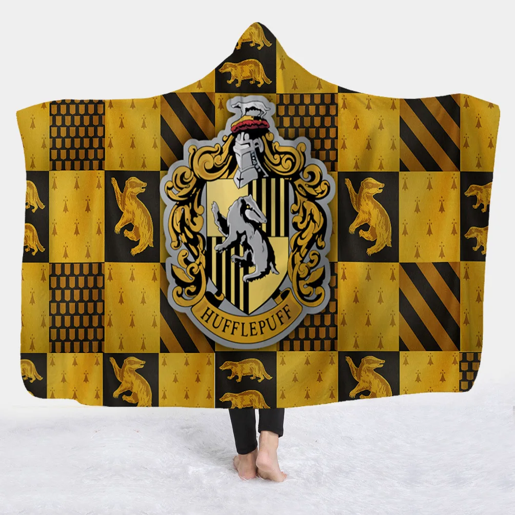 Slytherin Ravenclaw Gryffindor Hufflepuff 3D плюшевое одеяло с капюшоном для взрослых и детей, теплое, ноское, Прямая поставка - Цвет: 13