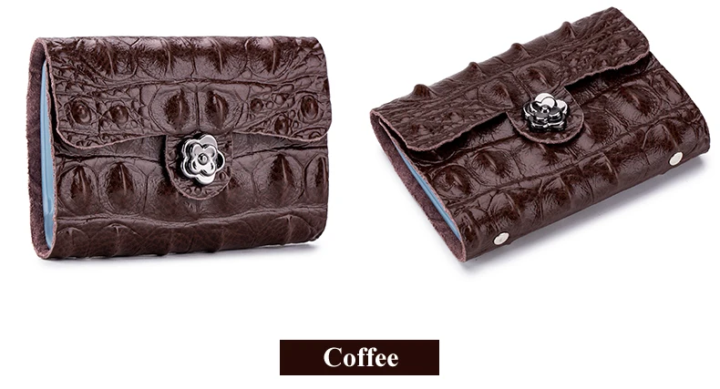 Lomelobo Split Leather Unisex Card Holder Alligator Women credit cards Wallet Men ID Card Purse Ladies Fashion Bank Cards Wallet HCL406 Details (14)