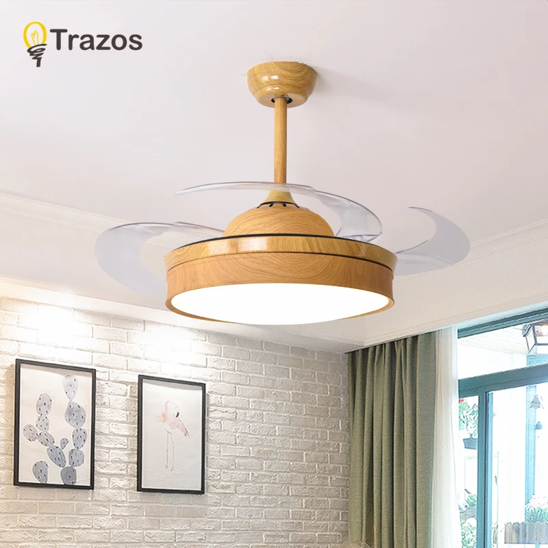 

Modern Wood 36W Ceiling Fans with Lights Minimalist Fashion Leaf Fan Lamp for Dining Living Room Suspension Lighting Fixtures