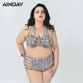 

Plus Size XL-4XL Women Plus size Bandage Braided Bikini High Waist Floral Swimsuit Hollow Biquini Sweet Bikini Set B323
