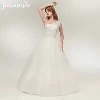 Fansmile Real Photo One Shoulder Ball Wedding Dress 2019 Vintage Lace Bridal Plus Size Wedding Gowns Vestidos de Noiva FSM-128F
