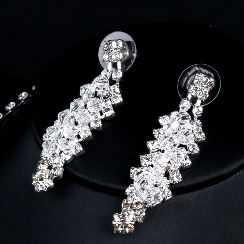 Rhinestones Necklace Earrings Jewelry Sets for Bridal Wedding Party (5)