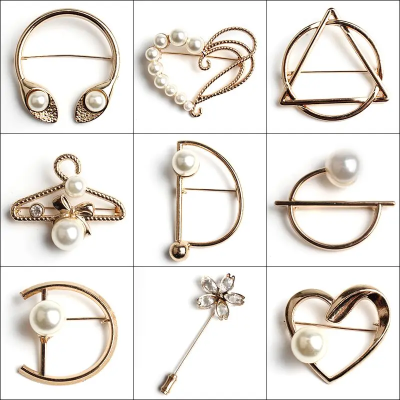 

Pearl Brooch Button Woman Sweater Jacket Fixed Pin Open Shirt Button Clothing Decoration Direct Sale Safety Pin