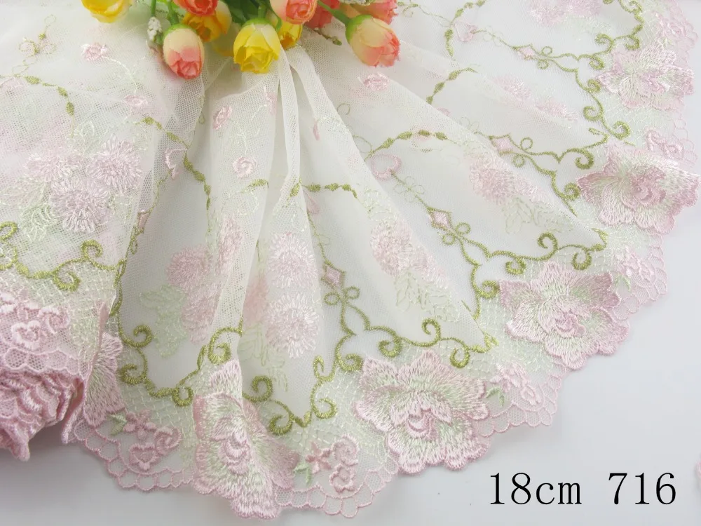 

Wholesale lot 7"*1yard delicate embroidered flower tulle lace trim DIY/sewing/Wedding Lace 716