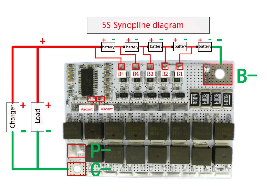 100A 5S BMS LMO/LiFePO4 Срок службы батареи Монтажная плата баланс Интегральные схемы