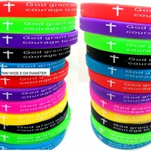 100 шт. цветовой гаммы 7 мм Ширина молитва о Библии силиконовые Браслеты Для мужчин Для женщин Напульсники Иисус ювелирные изделия