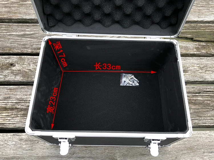 Sample Shock-proof Packaging Box Instrument and Equipment Aluminum Box of Medium Black Round Corner Hand-held Aluminum tool case