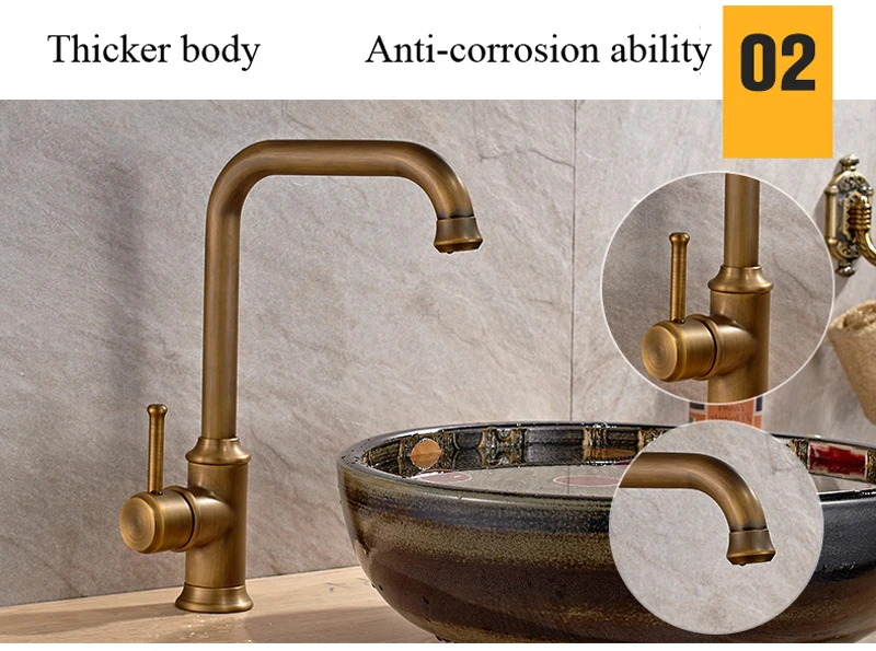 Новое поступление, винтажный стиль, ванная раковина, кран, античная латунь, смеситель, одиночная ручка, одно отверстие, твердая латунь, на бортике