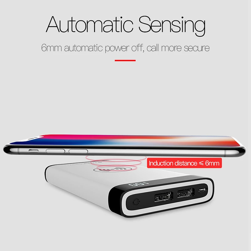 TOTU 8000mAh QI Wireless Charger Power Bank LED Display For iPhone X 8 7Plus 5V 2.1A Dual USB Ports External Battery Power bank TOTU 8000mAh QI Wireless Charger Power Bank LED Display For iPhone X 8 7Plus 5V 2.1A Dual USB Ports External Battery Power bank