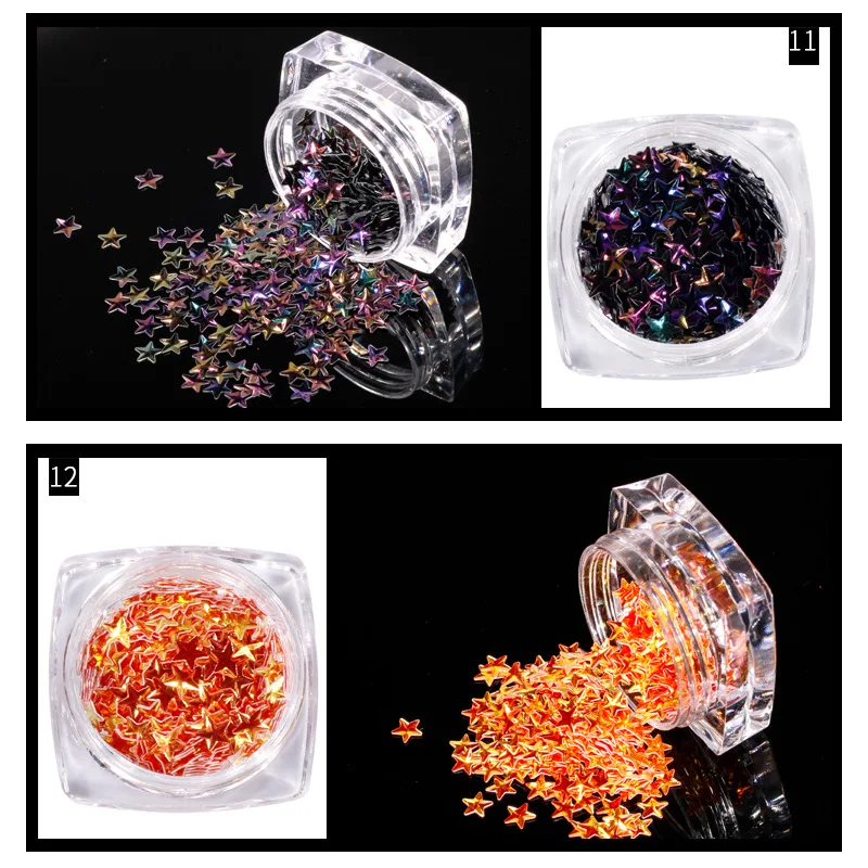 1 Box Star Glitter Star Sprinkle / 3D Confetti Star Sequin Micro Star / Fake Topping(12 Colors / 3mm / 3g) Glitter Sequins