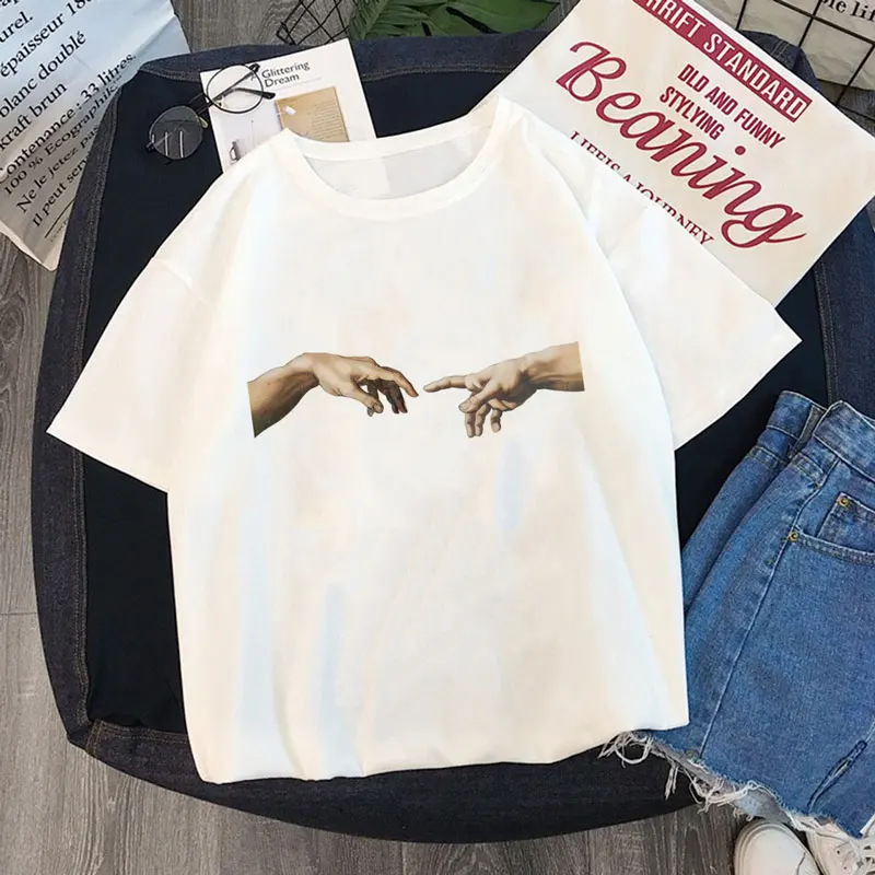 

fashion Michelangelo t shirt vogue vintage aesthetic streetwear t shirt women 2019 New Summer grunge graphic tees women tops