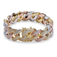 Роскошный браслет-цепочка со льдом для мужчин, 3 цвета, микро циркониевые браслеты, Новое поступление, модные ювелирные изделия в стиле хип-хоп