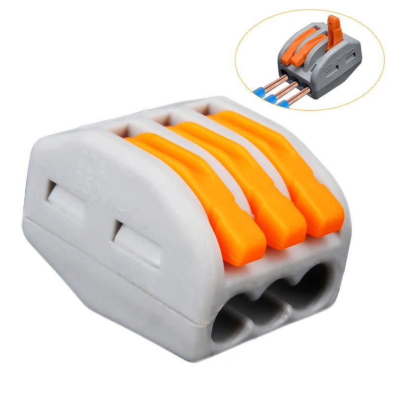 

5/10/20 PCS 32A Reusable Spring Lever 3 Way Electrical Connectors Wire Block Clamp Terminal Block Cable