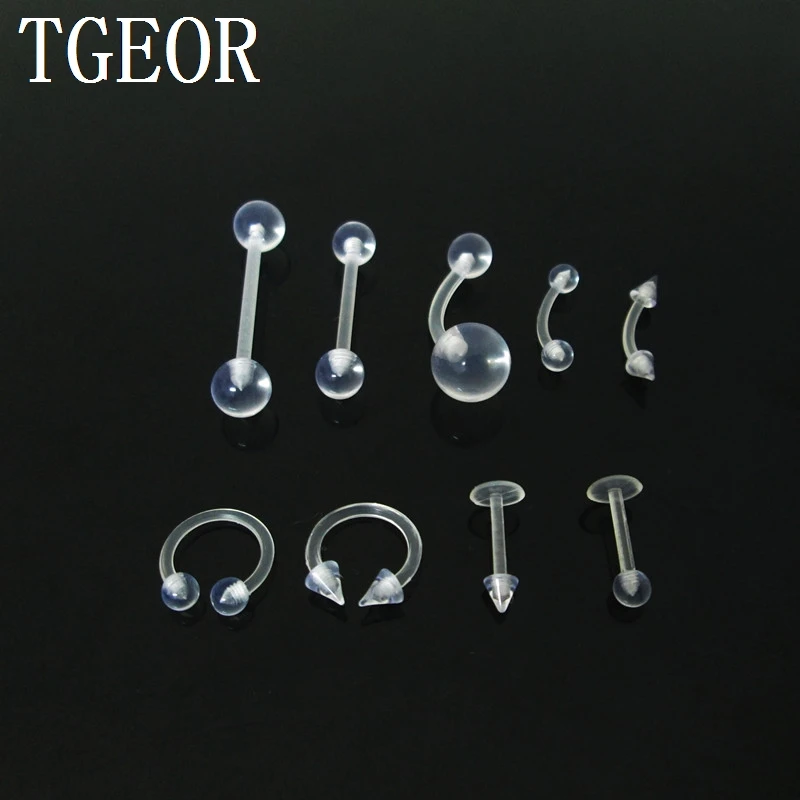 

wholesale body jewelry 180pcs clear Transparent color mixed style lip labret monroe black eyebrow tongue barbell free shipping