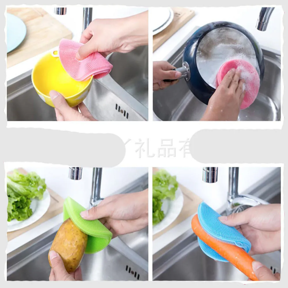 Высококачественная мягкая силиконовая губка скруббер кухонный инструмент для очистки посуды для фруктов моющий бытовой очищающий скребок силиконовый скрубб