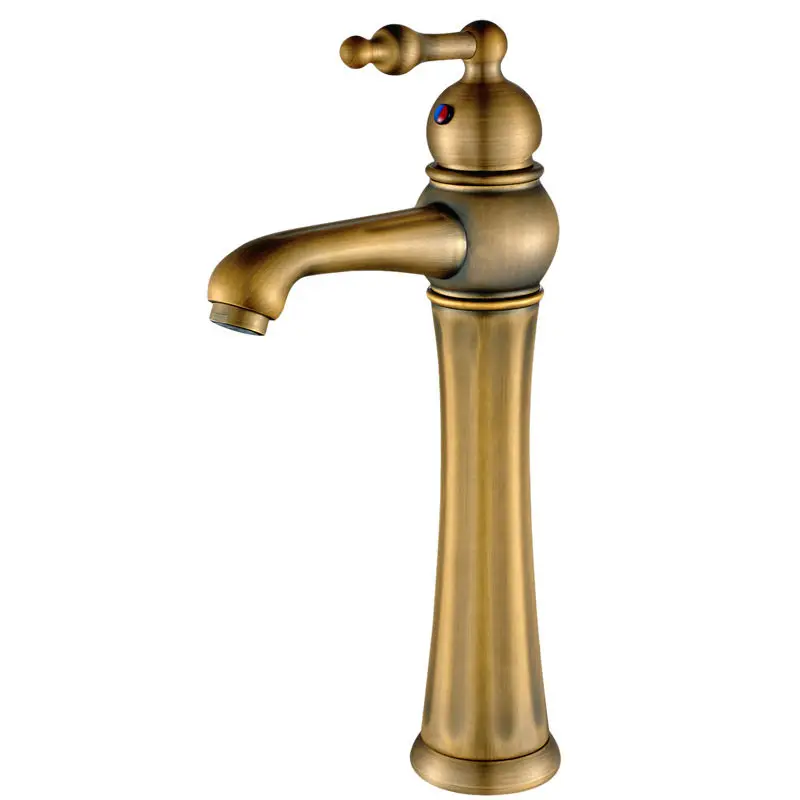 

Free Shipping Basin Faucets Antique 1 Lever Hole basin faucet Plus High basin plus high hot and cold copper full of Faucet