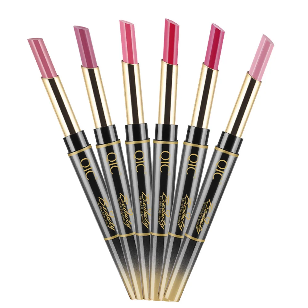 

QIC New Double End Matte Lipstick Lipliner Set Make Up Waterproof Lip Liner Stick Pencil mooth Lip Liner Contour 14 Color oct31