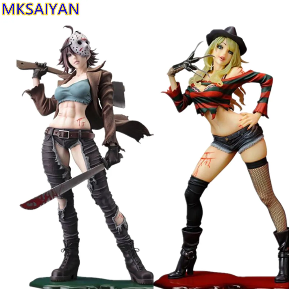 Freddy vs Jason Girl Ver. PVC Action Figures Jason Voorhees Freddy Krueger 200mm Model Toy Movie Freddy vs Jason Figurine Toys