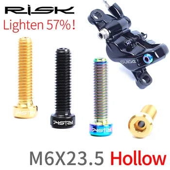 

RISK 2pcs M6x23.5mm Titanium Alloy Hollow MTB Bicycle Oil Storage Fastening Screw Mountain Bike Disc Brake Master Cylinder Bolts