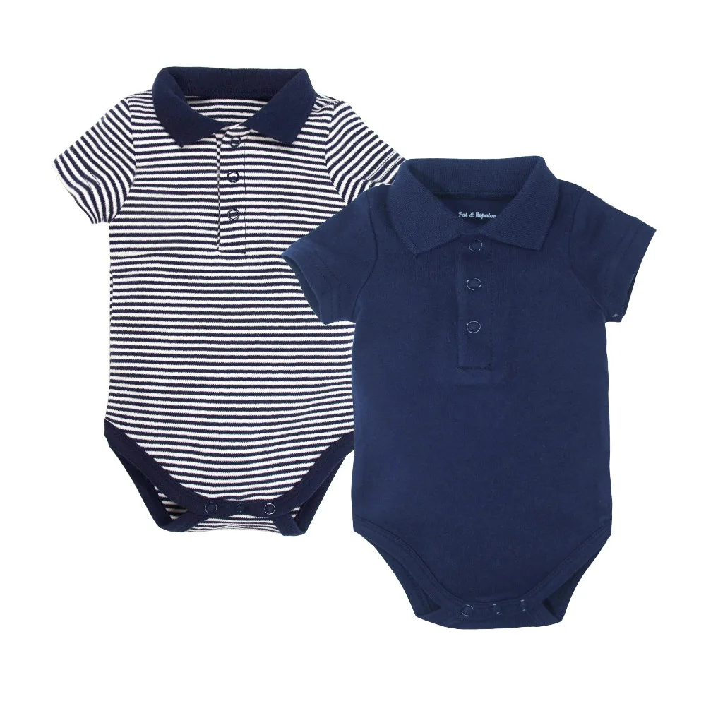 newborn baby boy bodysuits short sleeve shirt clothes with collar plain