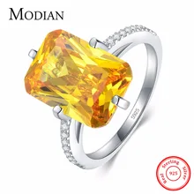 Modian, хит, 925 пробы, серебряное, желтое, ослепительное, CZ Кольцо для женщин, обручальное, роскошное, юбилейное, ювелирное изделие на палец, Bague Anel