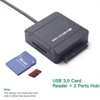 

USB 3.0 to SATA Adapter Cable for 2.5 3.5 HDD SSD Hard Disk Drive Dual USB HUB & SD/TF Card Reader Sata Adapter with EU US Power