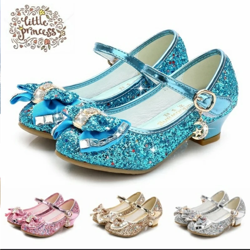 Baratos Mariposa niños princesa zapatos niñas pajarita Color caramelo tacones altos deslizantes en las sandalias de baile de fiesta para bebés niñas niños