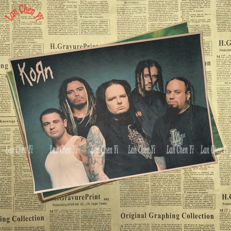 Korn Рок-Группа Музыка крафт-бумага плакат Винтаж Высокое качество печати рисунок ядро декоративная живопись