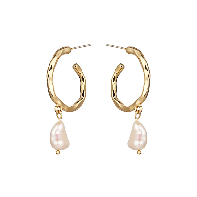 

2019 Fashion New Personality Natural Freshwater Pearl Geometric Earrings Trendy Statement Earring Accessories for Women Girls