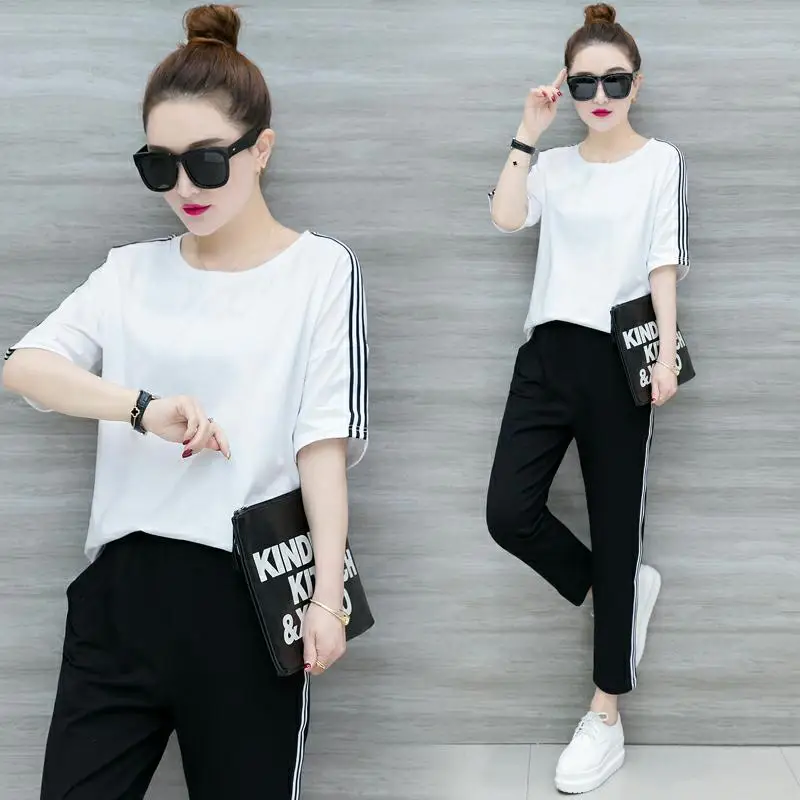 

YICIYA white sleeve loose two 2 piece set women outfits tracksuit sportswear fitness co-ord set pant and top 2019 summer clothes