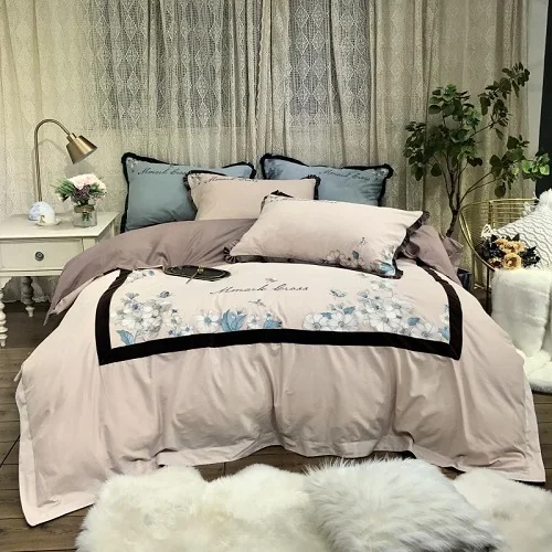 600TC комплект постельного белья из толстого хлопка белого и розового цвета, простыня, пододеяльник, постельное белье linge de lit ropa de cama - Цвет: bedding set 5