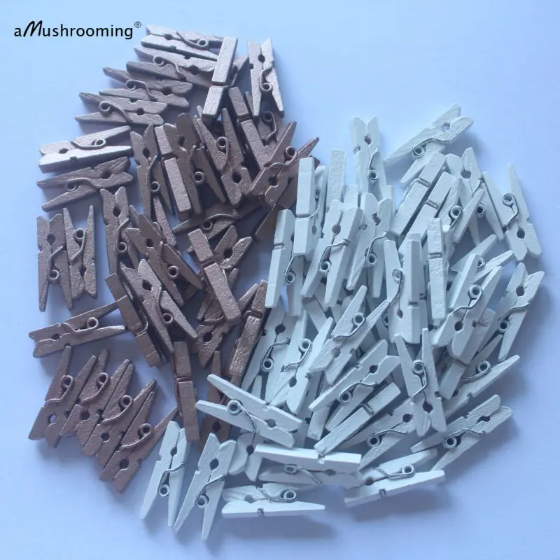 

50 Painted Clothes Pins Mini Clothespin Small Clothes Peg Tiny Wooden Clothespegs ( 25mm / 1 inch) Picture Holder Candy Bar
