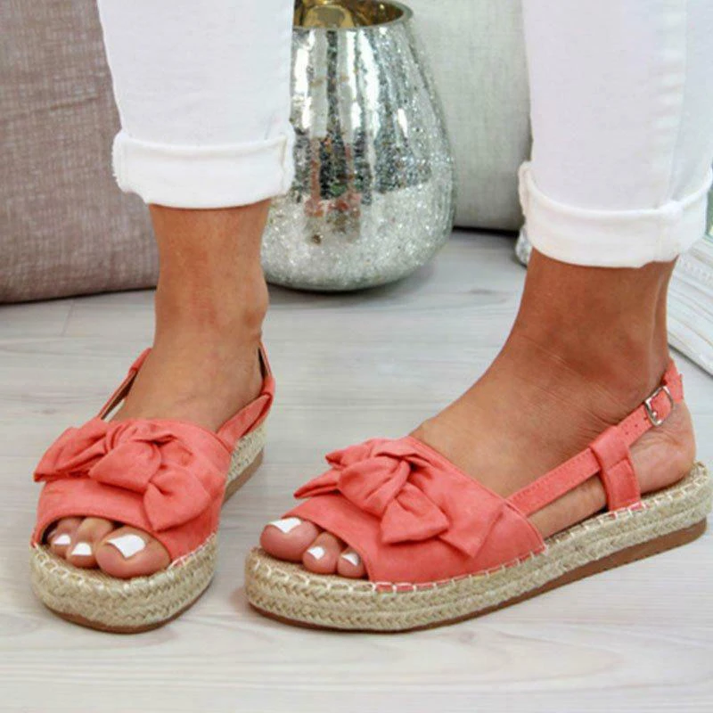 

Casual Bow Tie Women Sandals Flats Strap Sandals Shoes for Woman Solid Color Shoes ZJ55